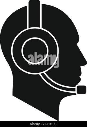 Operator in headset icon, simple style Stock Vector