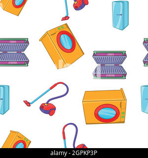 Home appliances pattern, cartoon style Stock Vector