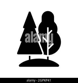 Deciduous and conifer forest vector flat glyph icon Stock Vector