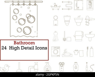 Bathroom Icon Set Stock Vector