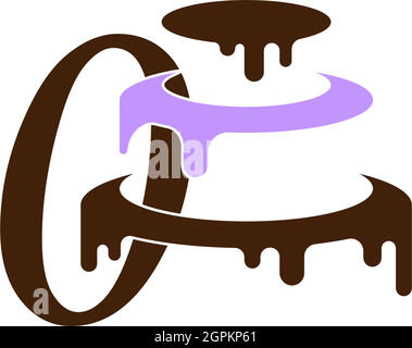 Number zero icon with wedding cake  design template vector Stock Vector