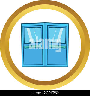 Blue double entrance doors vector icon Stock Vector