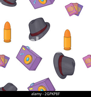 Detective elements pattern, cartoon style Stock Vector