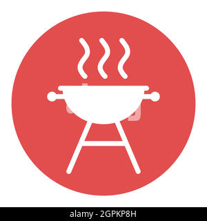 Grill BBQ cookout vector white glyph icon Stock Vector