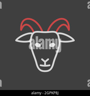 Goat vector flat icon. Animal head sign Stock Vector