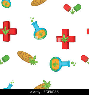 Medical marijuana pattern, cartoon style Stock Vector