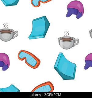 Winter sports equipment pattern, cartoon style Stock Vector