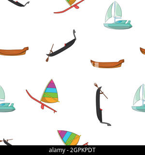 Boats pattern, cartoon style Stock Vector