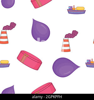 Oil production pattern, cartoon style Stock Vector