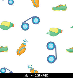 Golf sport pattern, cartoon style Stock Vector