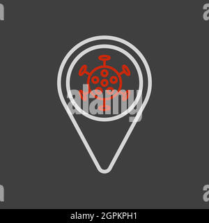 Map pointer, pin map and corona virus vector icon Stock Vector