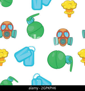 War equipment pattern, cartoon style Stock Vector
