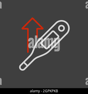 Increased temperature with thermometer vector flat icon Stock Vector