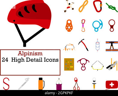 Alpinism Icon Set Stock Vector