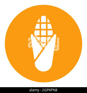 Corncob vector white glyph icon. Vegetable symbol Stock Vector
