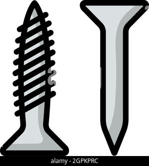 Icon Of Screw And Nail Stock Vector