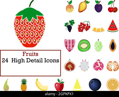 Fruits Icon Set Stock Vector