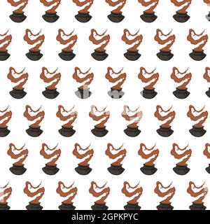 Pattern with witches cauldron with boiling potion Stock Vector