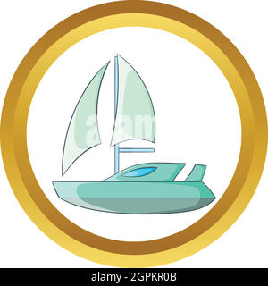 Speed boat with sail vector icon Stock Vector