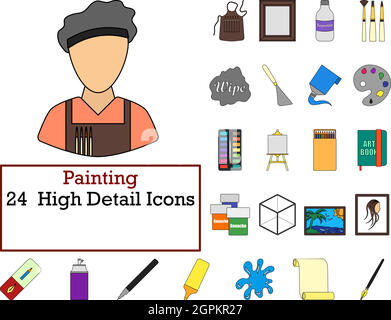 Painting Icon Set Stock Vector