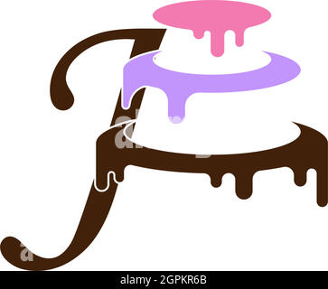 Letter J icon with wedding cake  design template vector Stock Vector