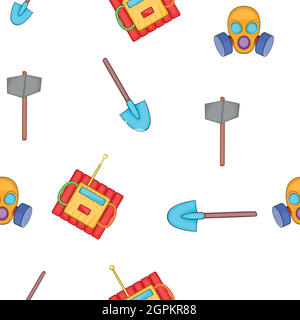 Mining elements pattern, cartoon style Stock Vector