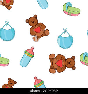 Baby supplies pattern, cartoon style Stock Vector