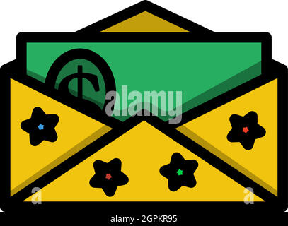 Birthday Gift Envelop Icon With Money Stock Vector