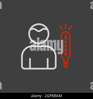 Fever High temperature vector flat icon. Covid sign Stock Vector