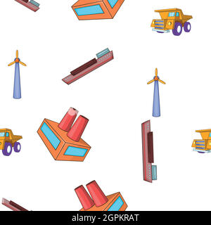 Energy industry pattern, cartoon style Stock Vector