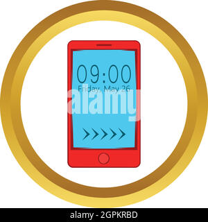 Smartphone with clock on display vector icon Stock Vector