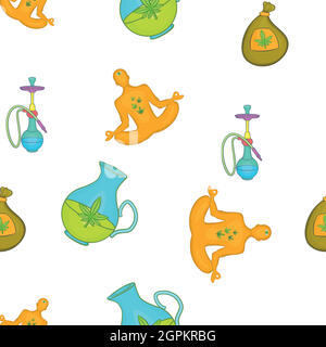 Marijuana smoking pattern, cartoon style Stock Vector