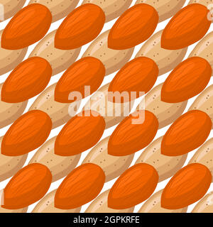 Almond icon seamless pattern background. Bean vector illustration