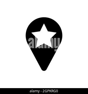 Star favorite pin map glyph icon. Map pointer, markers Stock Vector