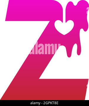 Letter Z logo icon with melting love symbol design template Stock Vector