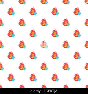 Fire and sky blue shield pattern, cartoon style Stock Vector
