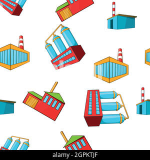 Production plant pattern, cartoon style Stock Vector