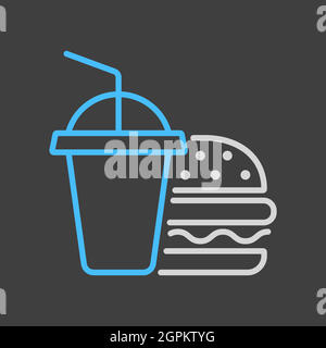 Burger with soft drink vector flat icon Stock Vector