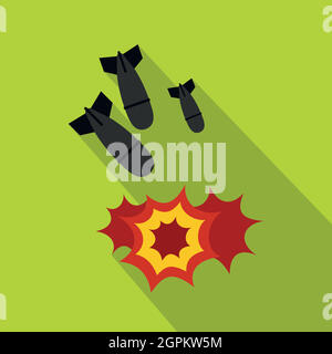 Bomb icon, flat style Stock Vector