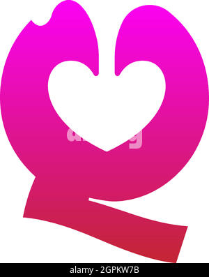 Letter Q logo icon with melting love symbol design template Stock Vector