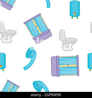 Equipment for bathroom pattern, cartoon style Stock Vector