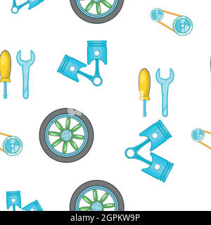 Car repairs pattern, cartoon style Stock Vector