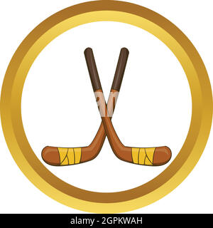 Hockey sticks vector icon, cartoon style Stock Vector