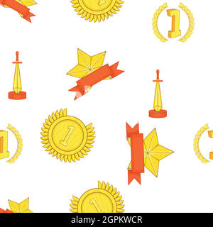 Trophy and awards pattern, cartoon style Stock Vector