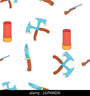 Hunting equipment pattern, cartoon style Stock Vector