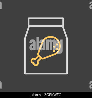 Paper bag with food vector icon. Leg chicken sign Stock Vector