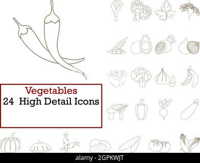 Vegetables Icon Set Stock Vector