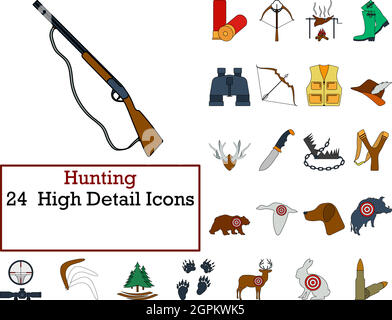 Hunting Icon Set Stock Vector