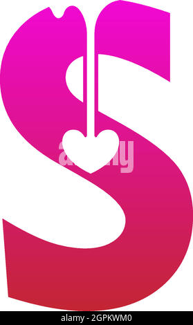 Letter S logo icon with melting love symbol design template Stock Vector