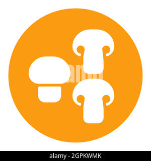 Mushroom vector white glyph icon. Vegetable symbol Stock Vector